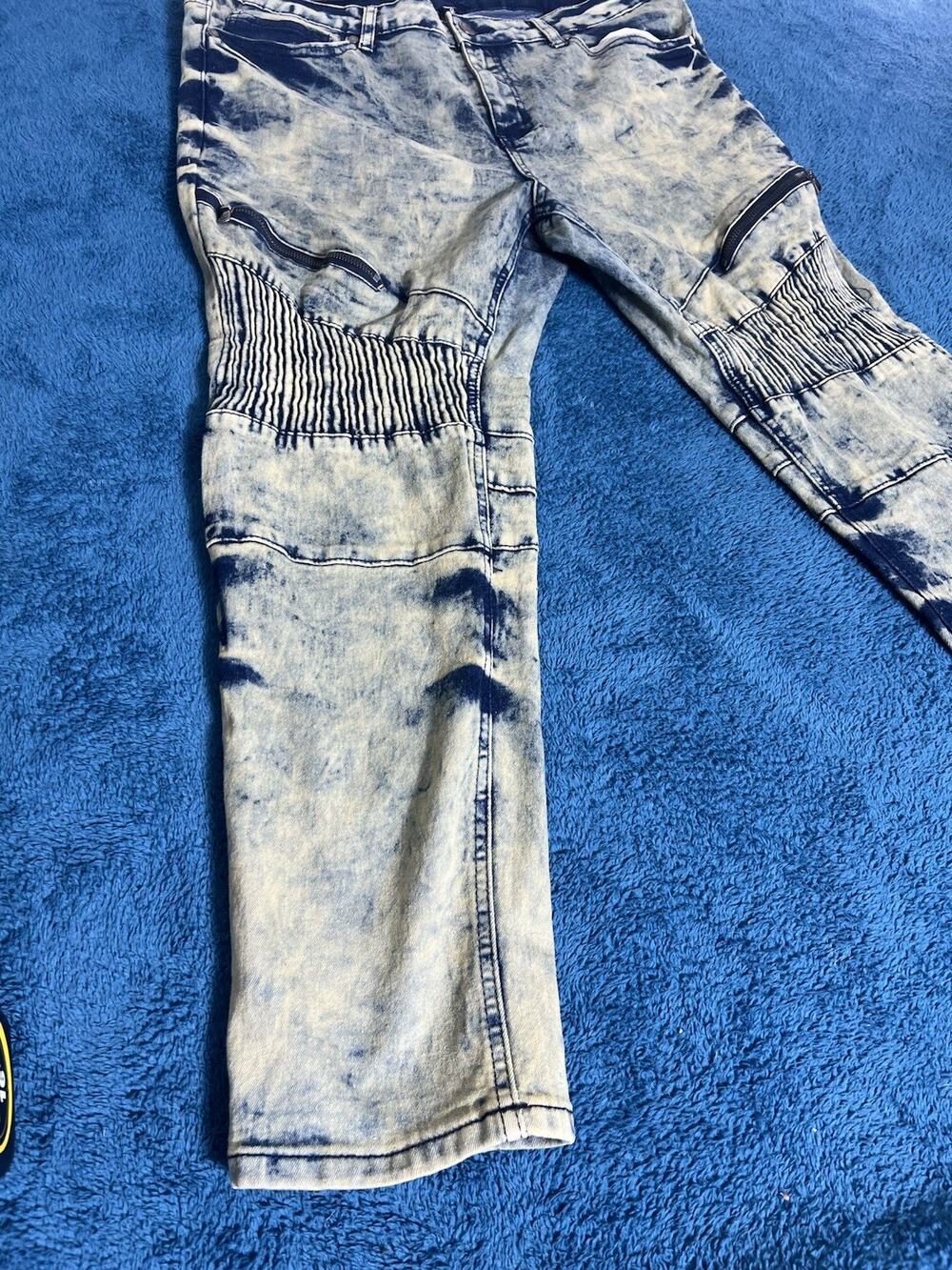 Vintage Akademiks Moto Biker Jeans Yellow Sand Acid Wash Size 20